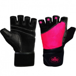 Pink Weightlifting Gloves with Wrist Wrap Ladies Gym Workout Gloves