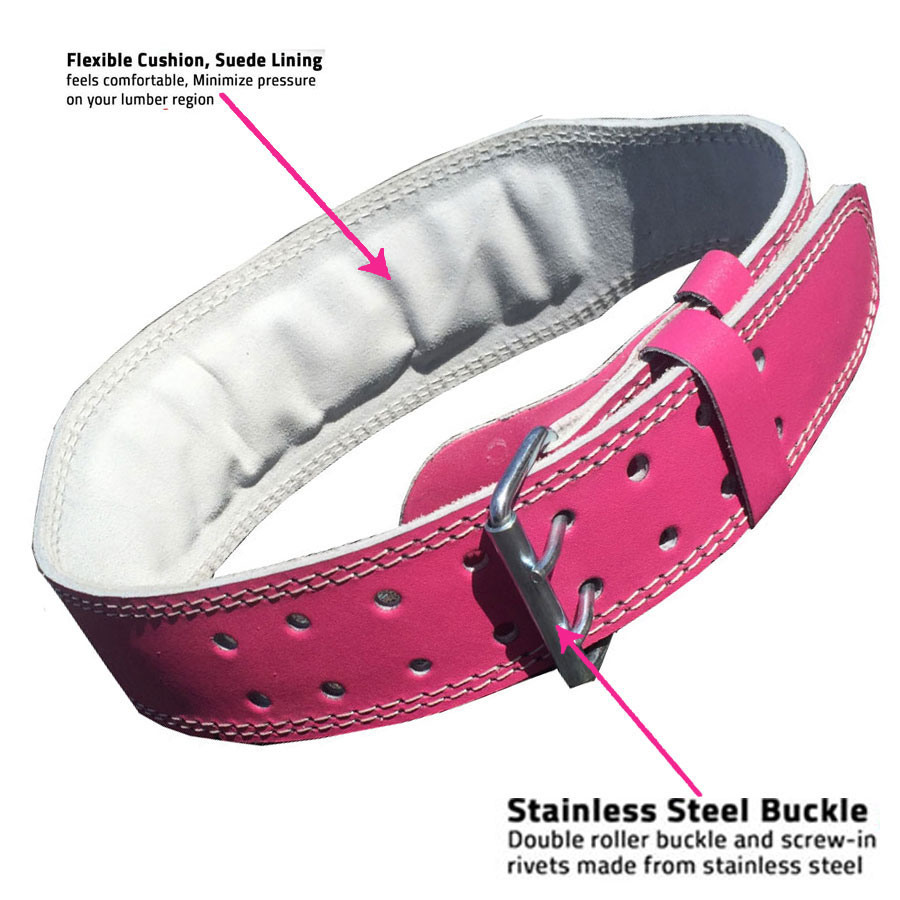  WOMEN PINK LEATHER WEIGHTLIFTING BELT