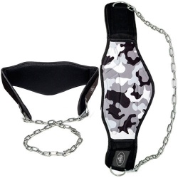 Camouflage Gray Weightlifting Dipping Belt With Chain;- 