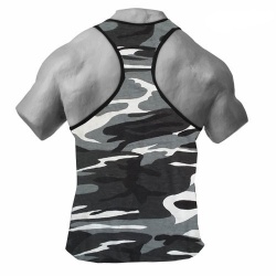Men Grey Camo Gym Tank Tops;.