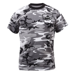 100% Cotton Grey Camouflage T Shirt;-