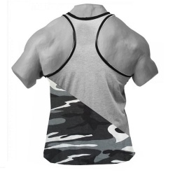 New Top King Gear Camo Grey Tank top Shirt Cross Cut Design For Men