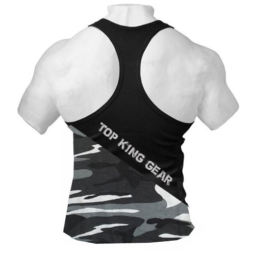 New Top King Gear Crosscut Men Gym Stringer Tank Top;-