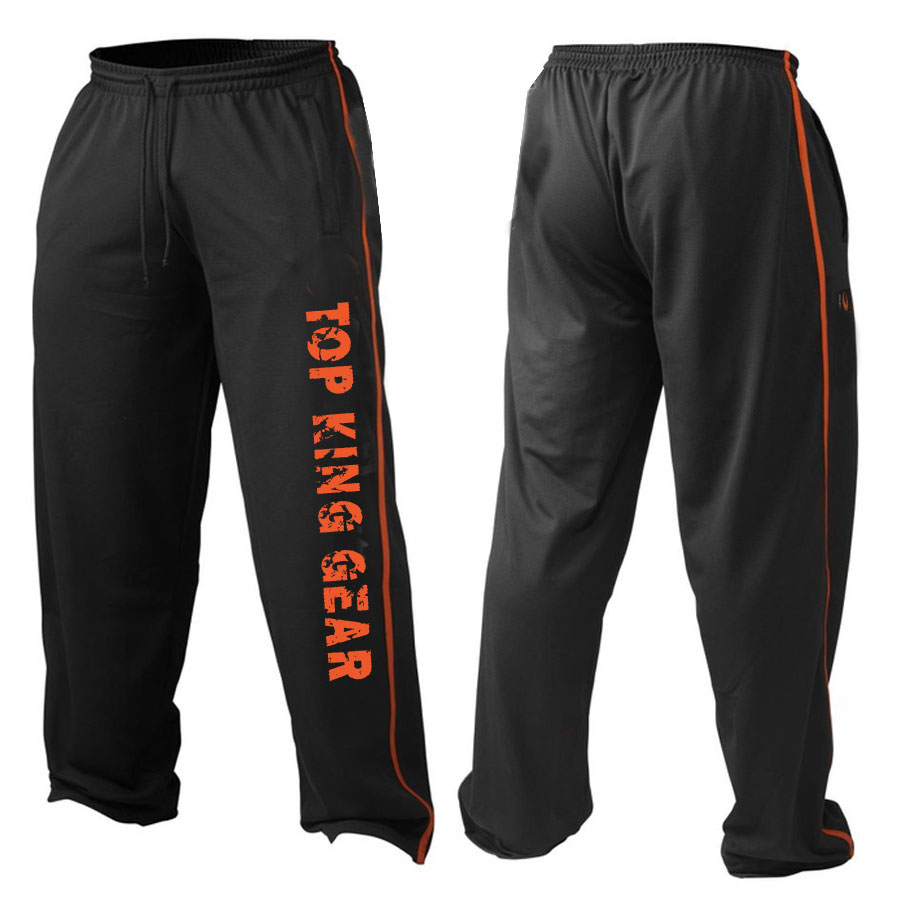  Men's Black Mesh Fitness Gym Pants;-