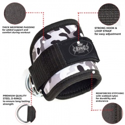  GREY CAMO ANKLE D-RING GYM STRAPS