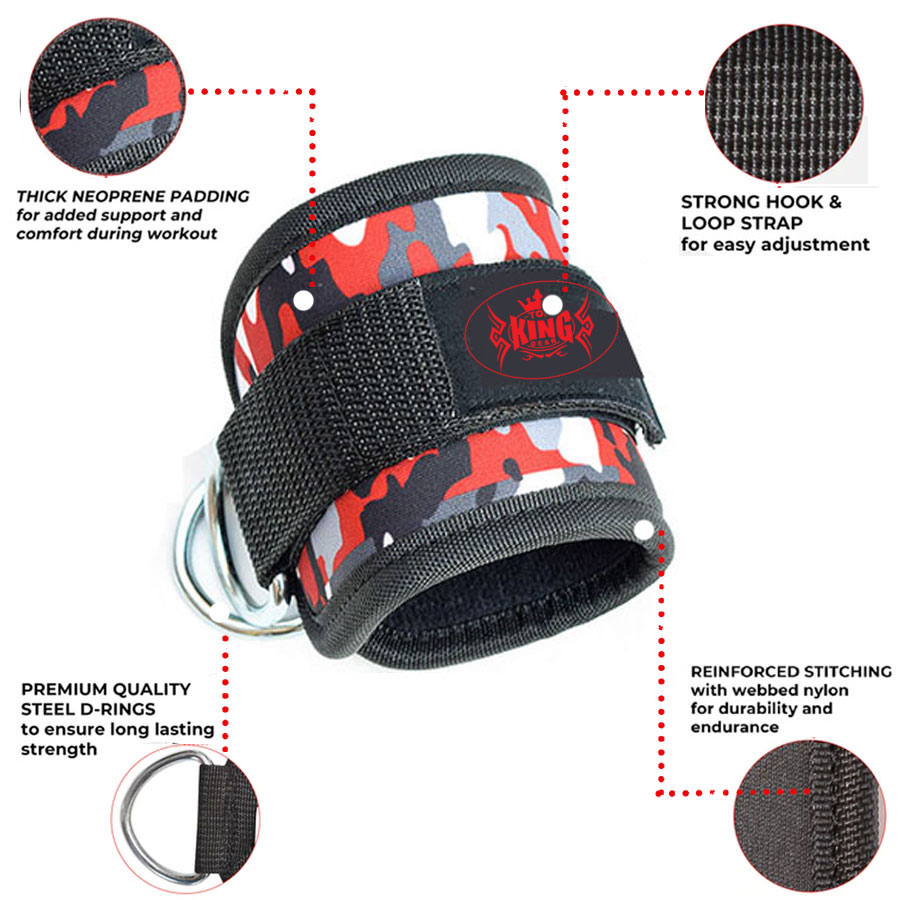 RED CAMO ANKLE FITNESS GYM STRAPS