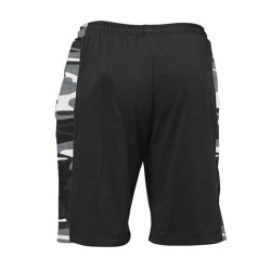 100% Cotton Side Red & Grey Camo Panel Gym Shorts;-