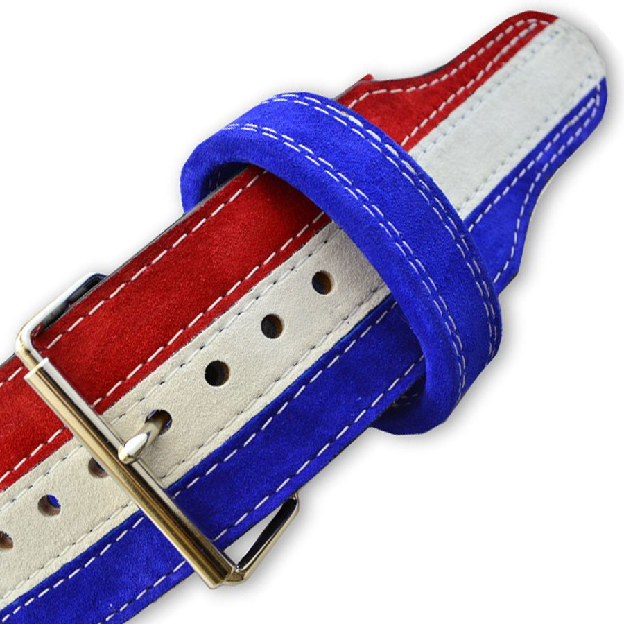 USA Flag Design Leather Powerlifting Gym Belt:-