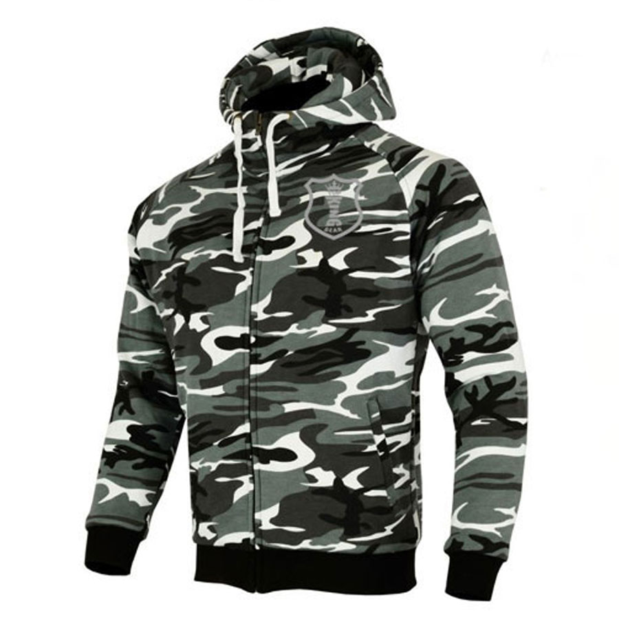 Kevlar Grey Camo Fleece Hoodie;-
