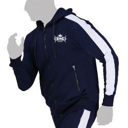 Navy Blue White Side Panel Hoodie:- 