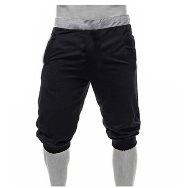Men 100% Cotton 3/4 Gym Shorts;-