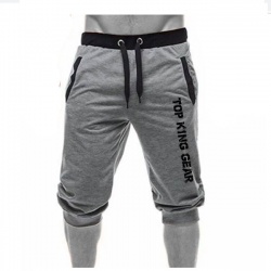 Men 100% Cotton 3/4 Gym Shorts;-