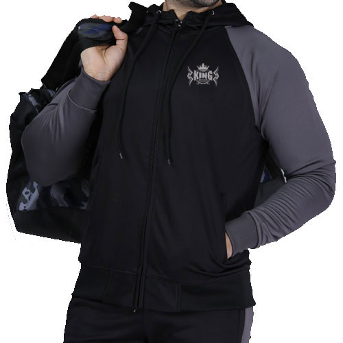 Raglan Quick Dry Poly Tracksuit - Black/Dark Grey