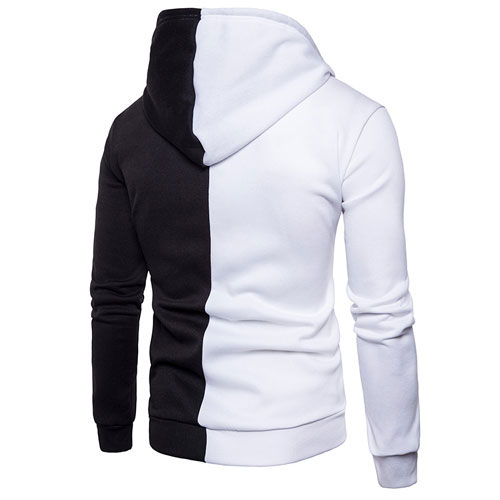 Men Contrast Color Sleeve Zipper Hoodie:-