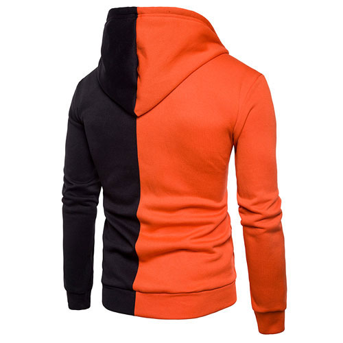 Men Contrast Color Sleeve Zipper Hoodie:-