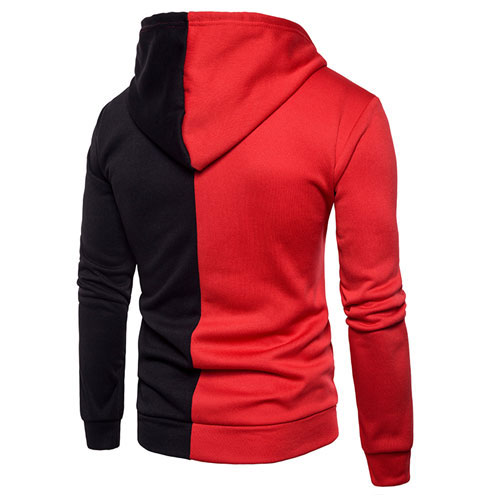 Men Contrast Color Sleeve Zipper Hoodie:-