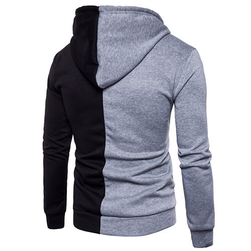 Men Contrast Color Sleeve Zipper Hoodie:-
