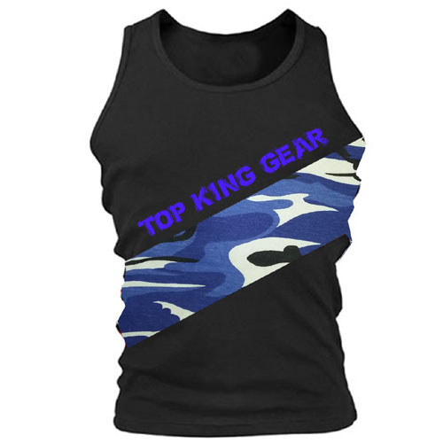 New TopKingGear Design Camouflage Center Cross Shape Gym Tank Top;-