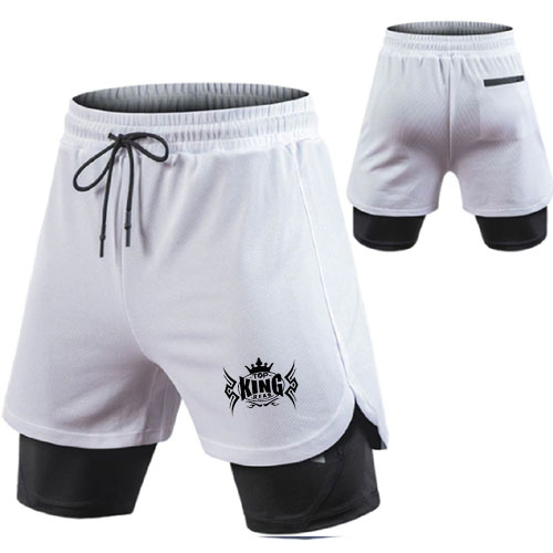 Men Double Layer Athletic Gym Shorts:-