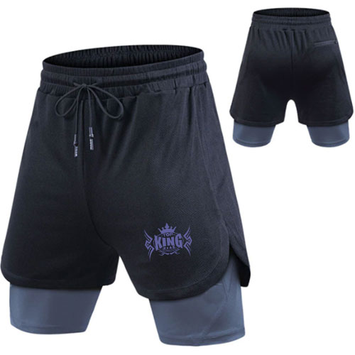Men Double Layer Athletic Gym Shorts:-