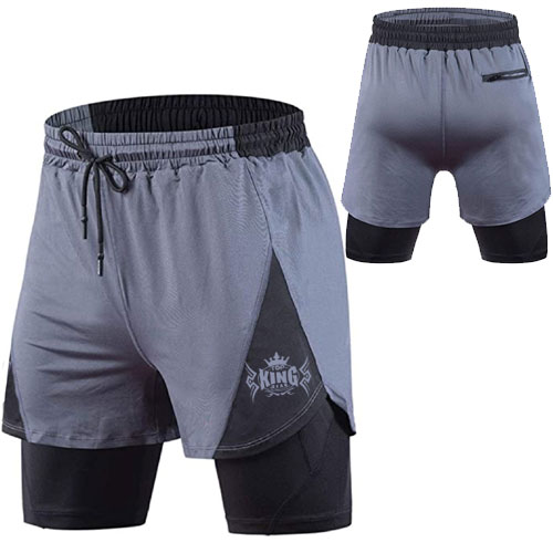 Men 2 in 1 Running Athletic Shorts:-