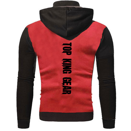 Men Contrast Color Zip up Hoodie:-