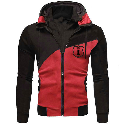 Men Contrast Color Zip up Hoodie:-