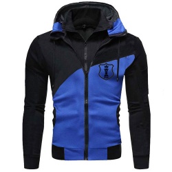 Men Contrast Color Zip up Hoodie:-