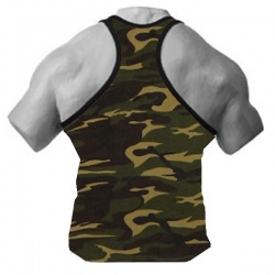 Men Camouflage Gym Stringer Tank Tops:-