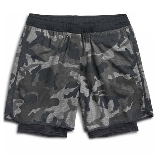 Men Double Layer Gym Running  Camo Shorts:-