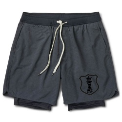 Men Double Layer Gym Running  Camo Shorts:-