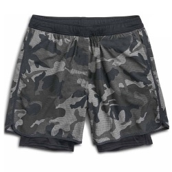 Men Double Layer Gym Running  Camo Shorts:-