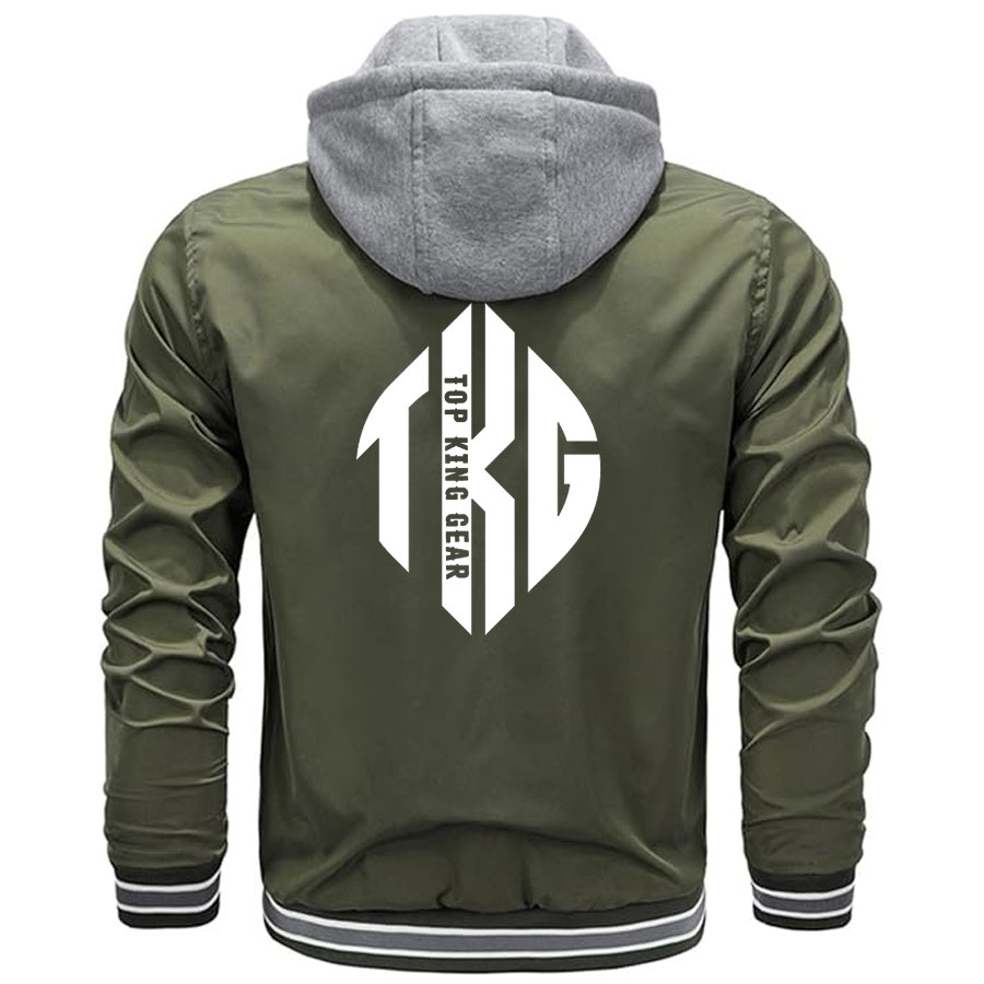 Men Varsity Hooded Button Down Softshell Jacket:-
