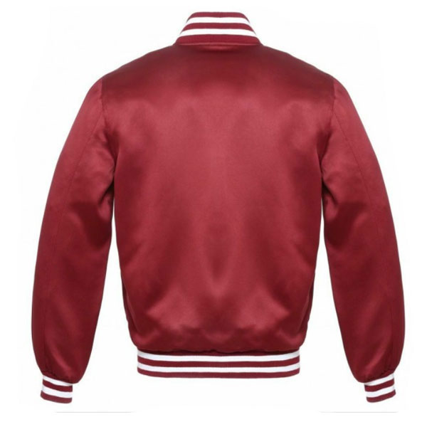 Satin Varsity Bomber Jacket:-
