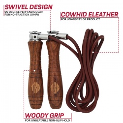  Adjustable Fitness Workout Leather Skipping Speed Rope: