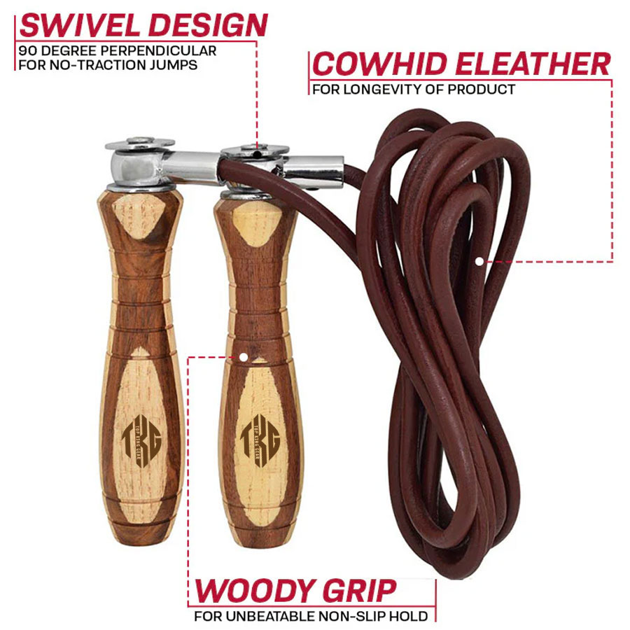 Adjustable Fitness Workout Pro Leather Skipping Speed Rope:-