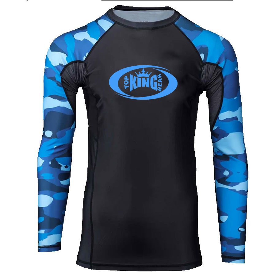 Sublimation Camo Long Sleeves Contrast Body Compression Rash Guard:-