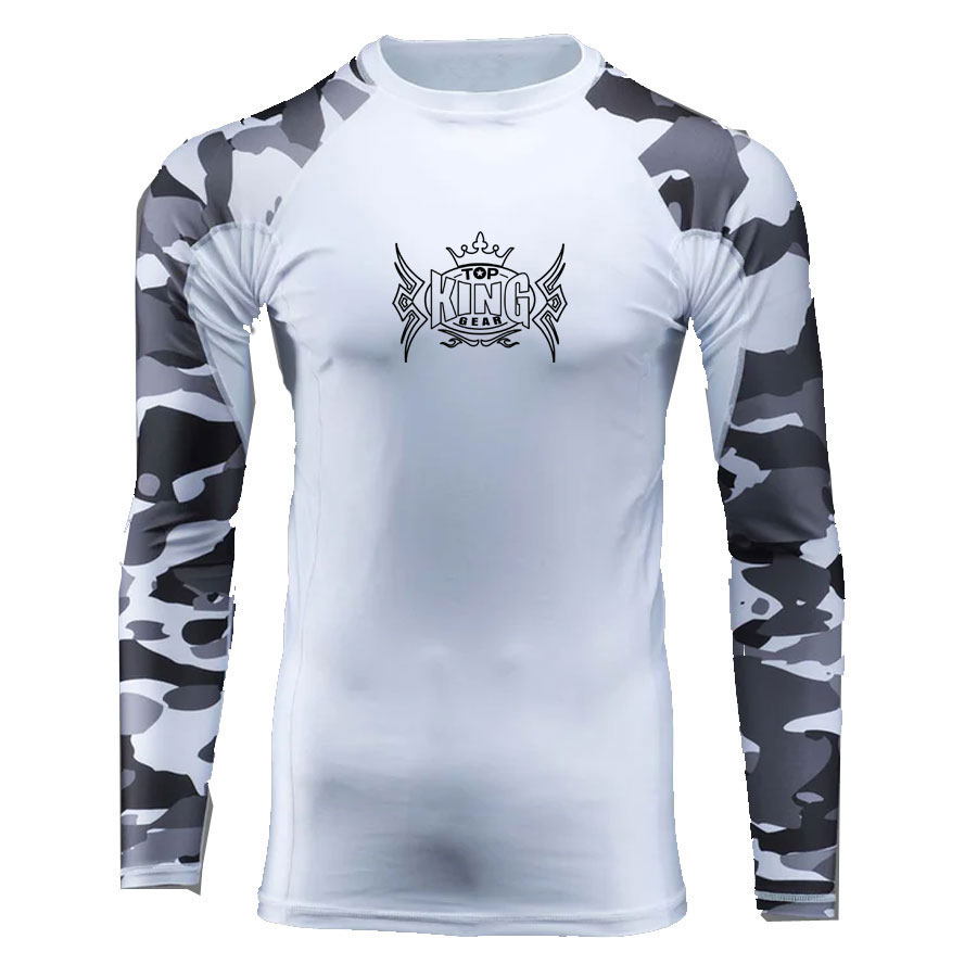 Camo Design Long Sleeves Compression Rash Guard:-