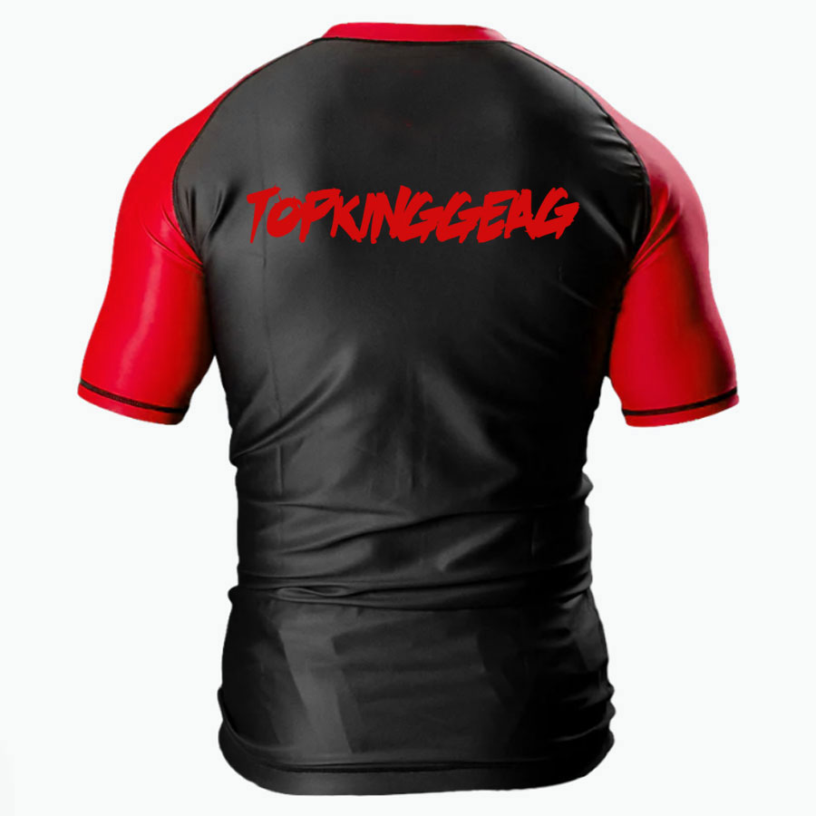 MMA Contrast Raglan Sleeves Compression Rash Guard:-