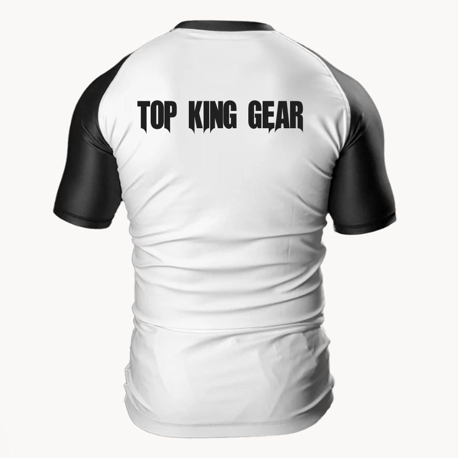MMA Contrast Raglan Sleeves Compression Rash Guard:-