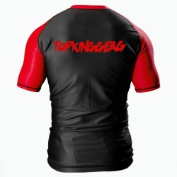 MMA Contrast Raglan Sleeves Compression Rash Guard:-