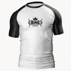 MMA Contrast Raglan Sleeves Compression Rash Guard:-