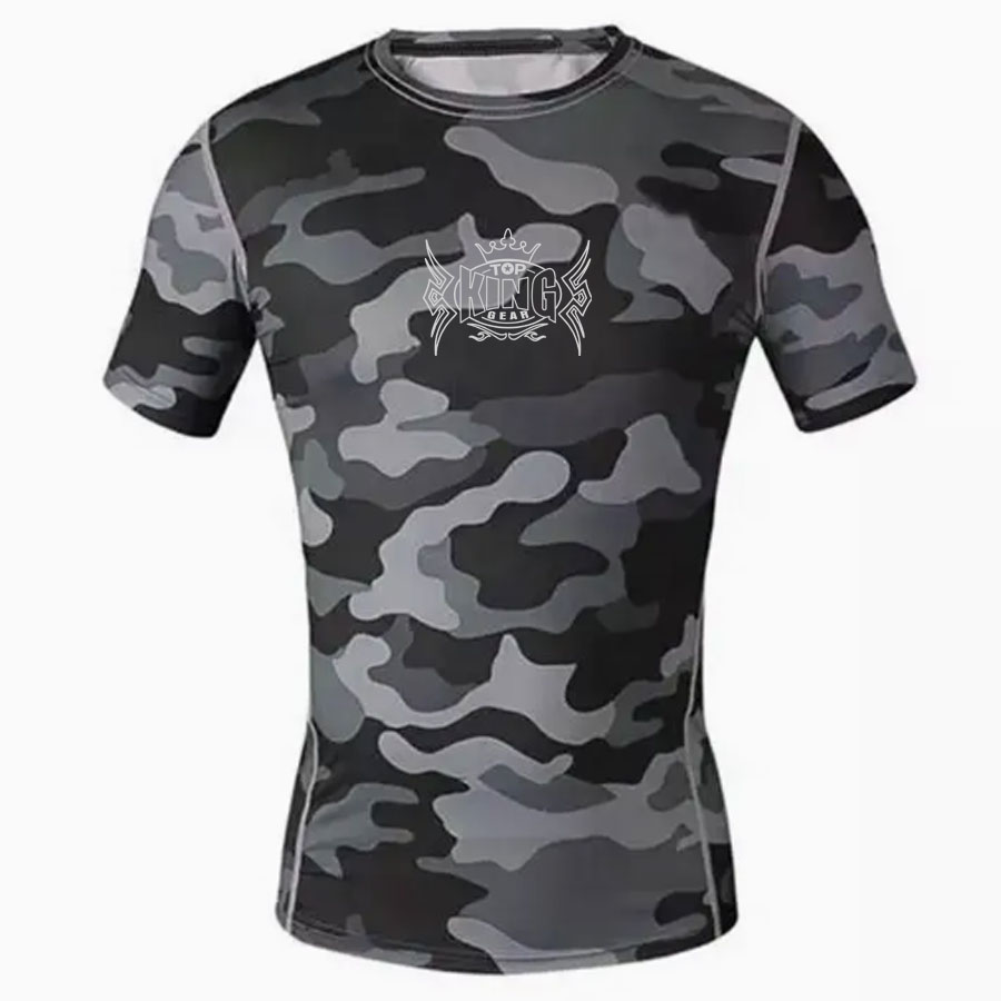 Sublimation Grey Camo Men Rash Guard:-