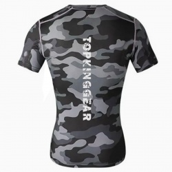 Sublimation Grey Camo Men Rash Guard:-