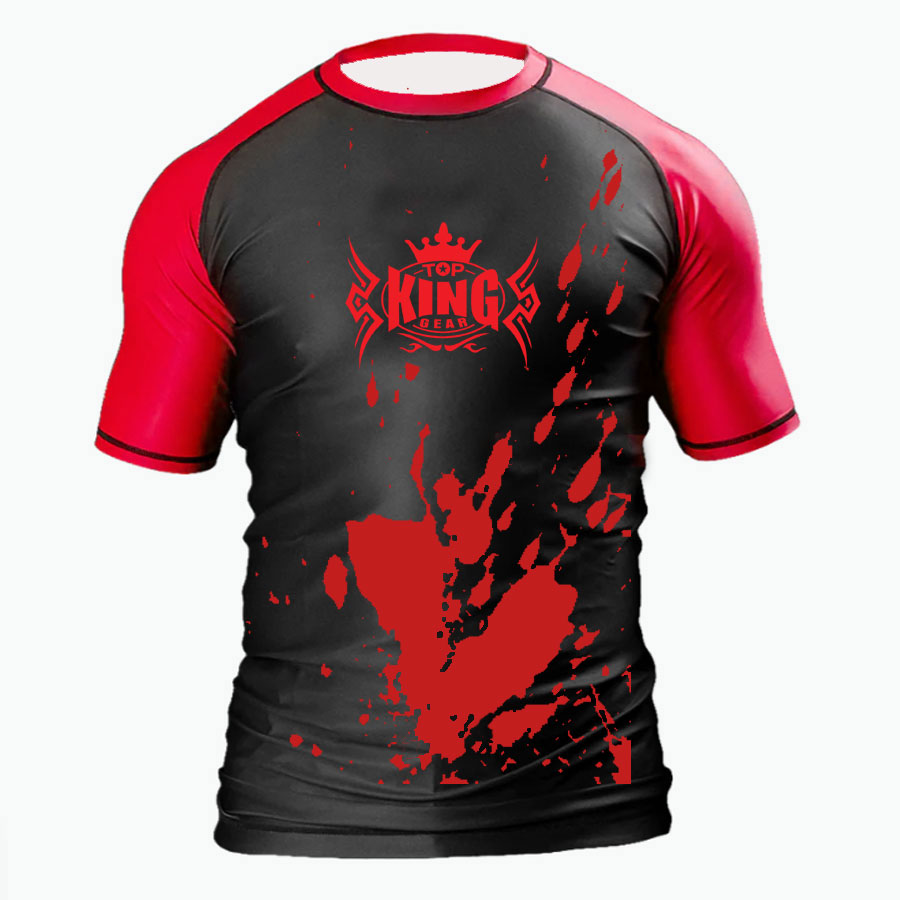 New Top King Gear MMA Jiu Jitsu BJJ Short Sleeves Rash Guard:-