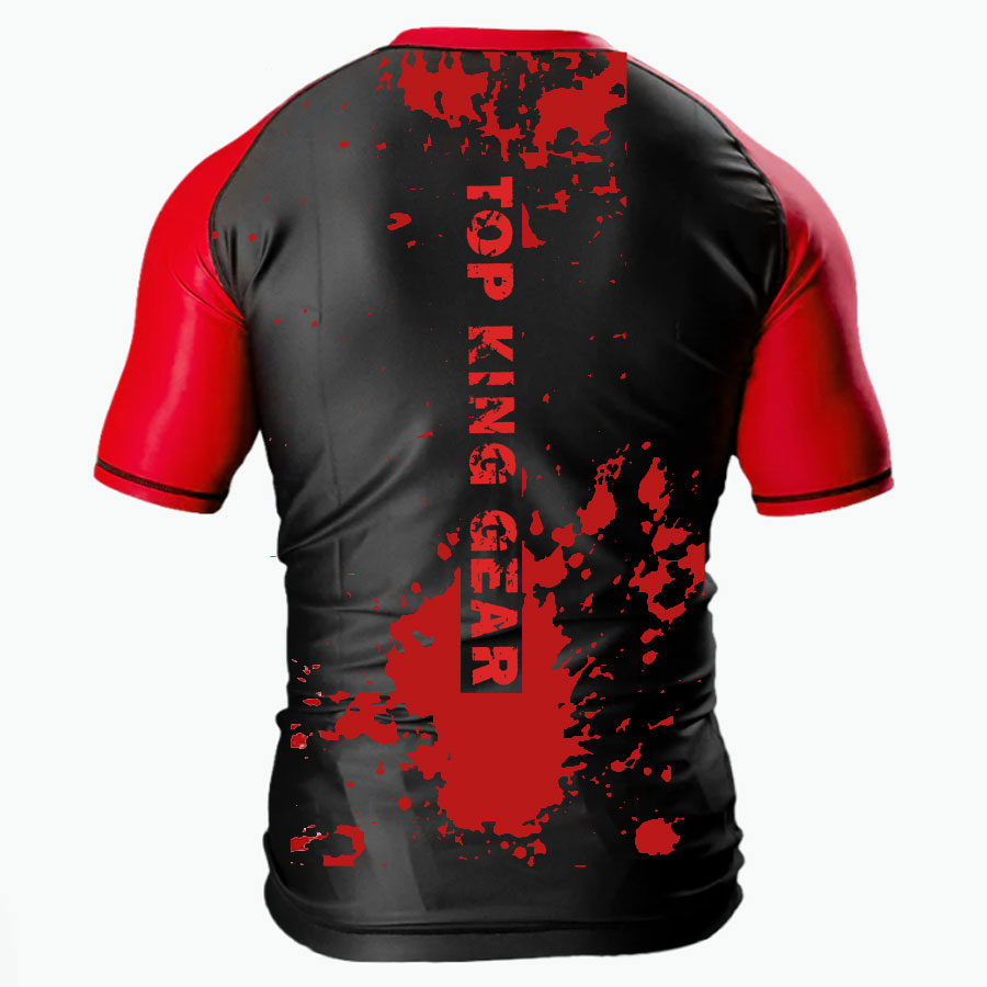 New Top King Gear MMA Jiu Jitsu BJJ Short Sleeves Rash Guard:-