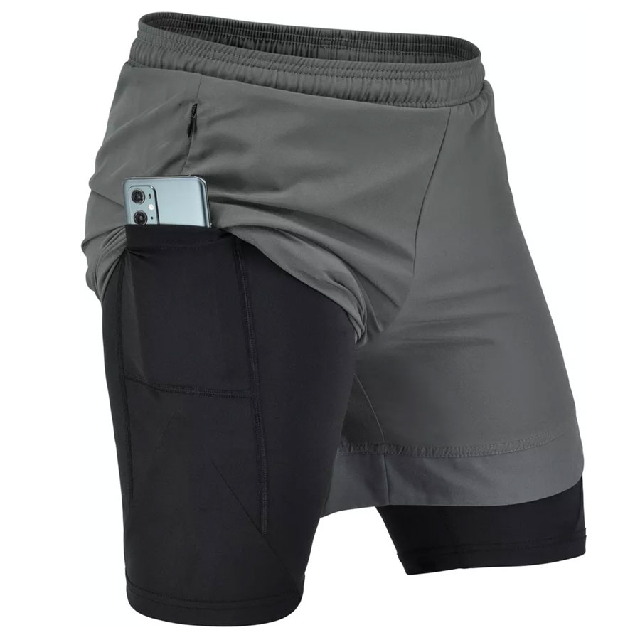 Compression Running Double Layer Shorts:-