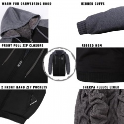TOP KING GEAR Premium Thick Sherpa Lined Full Zip Hooded Jacket
