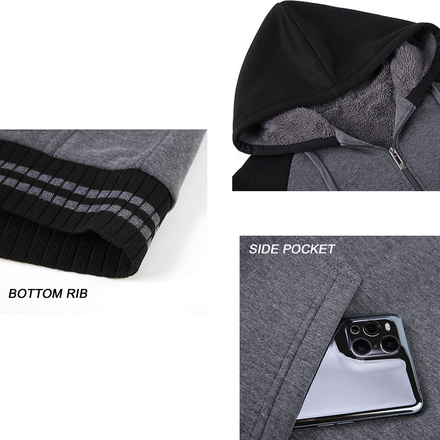Raglan Sleeve Sherpa Hooded Fleece Jackets:-