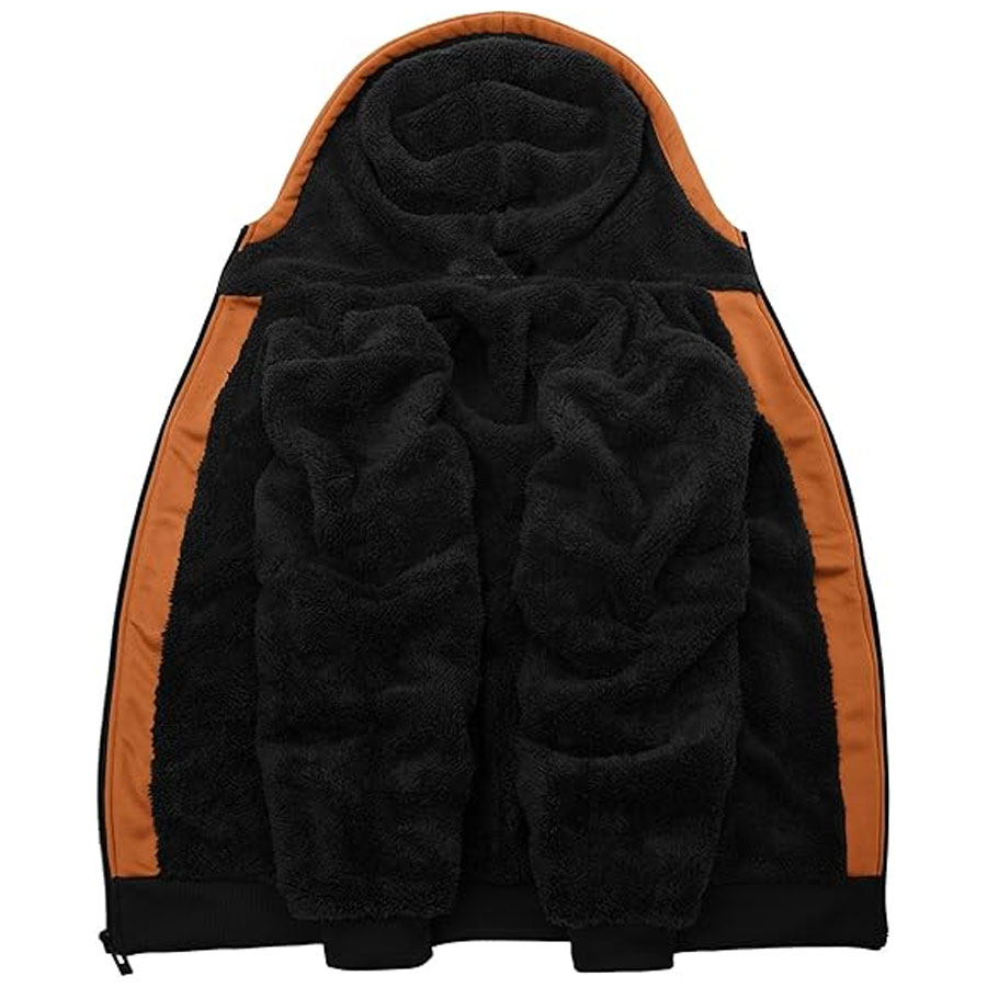 Full Zip Up Thick Sherpa Lined Hoodie Jacket:-